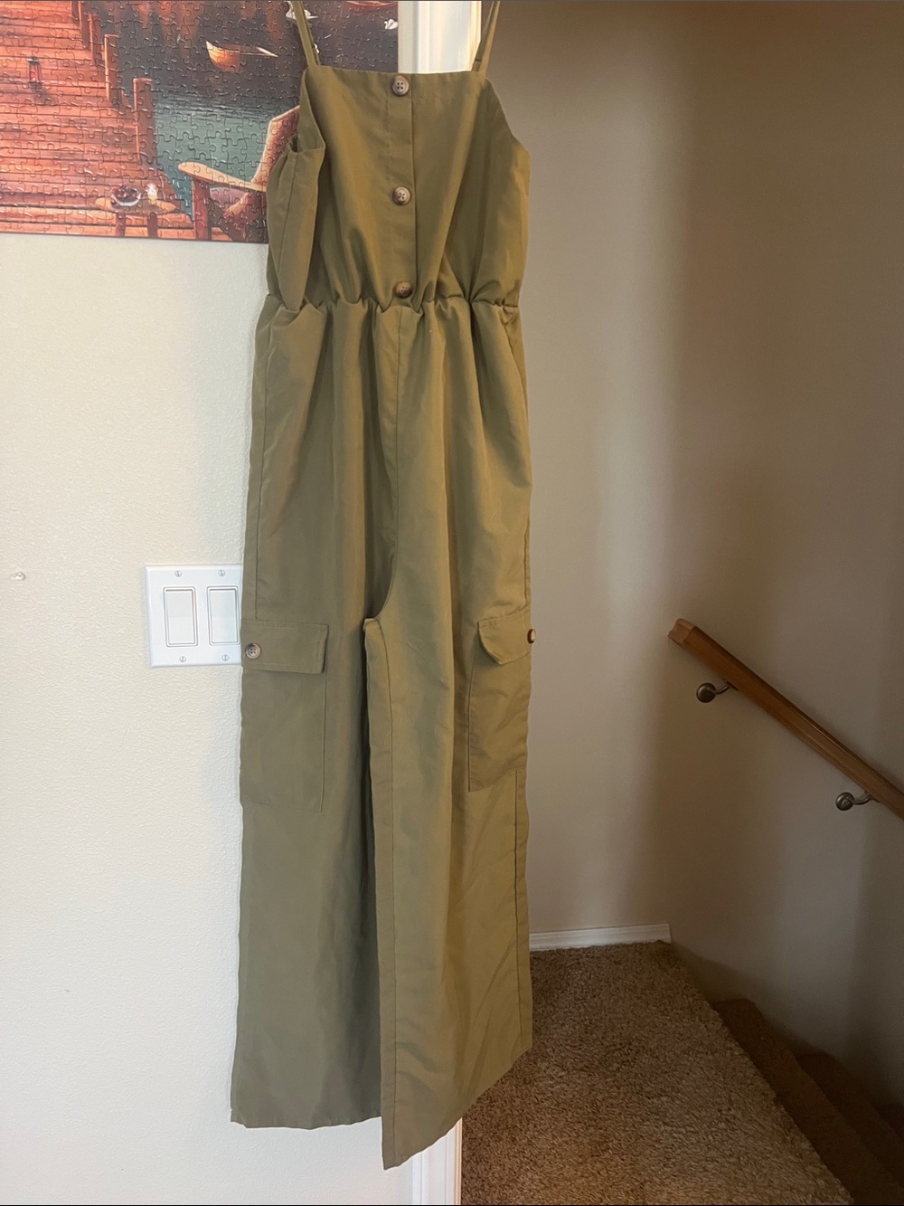 SHEIN Olive Green Utility Jumpsuit with Cargo Pockets